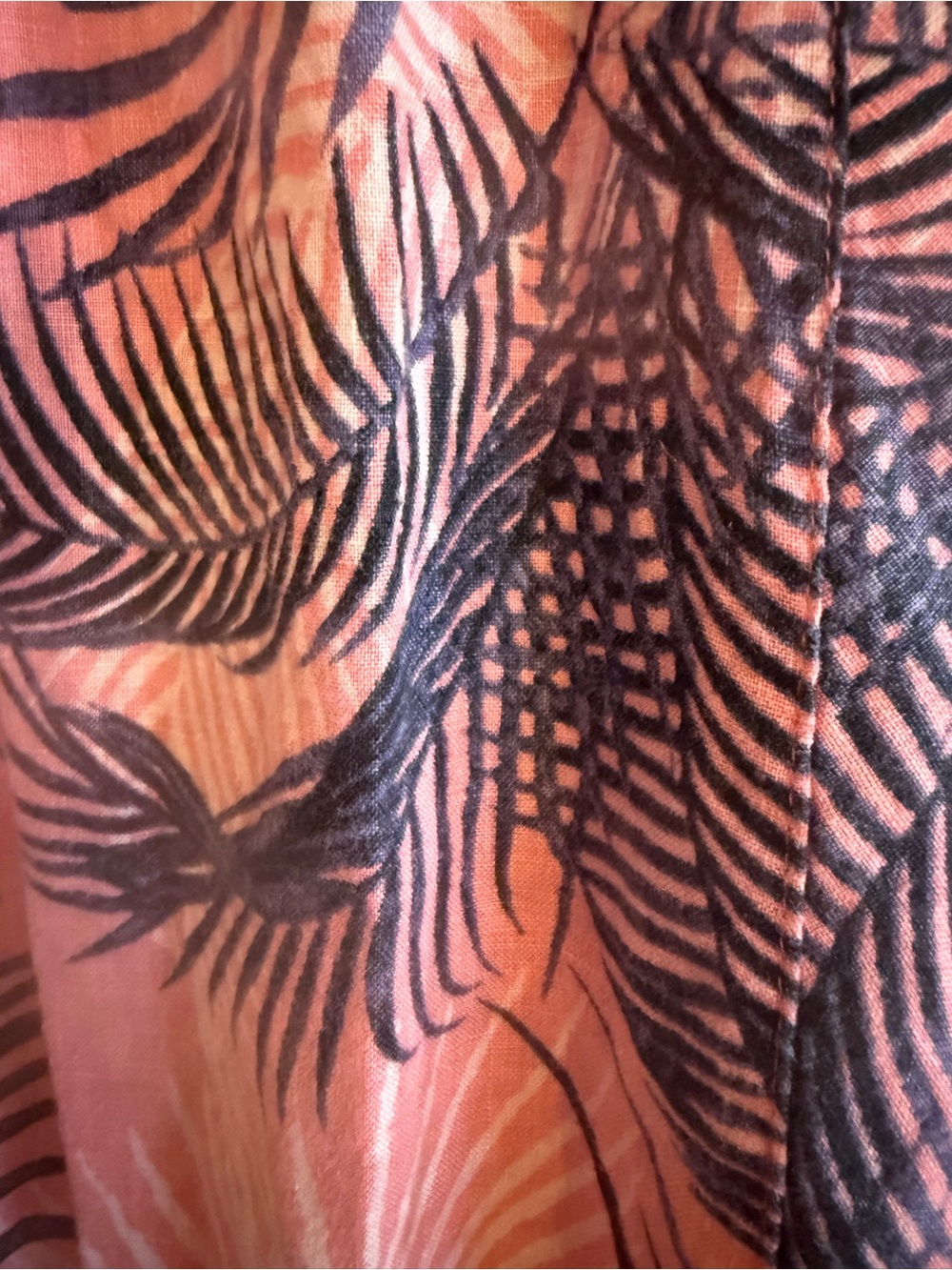 M&S Collection 100% Linen Tropical Palm Print Midi Skirt Pink UK 14 Regular - Picture 8 of 8